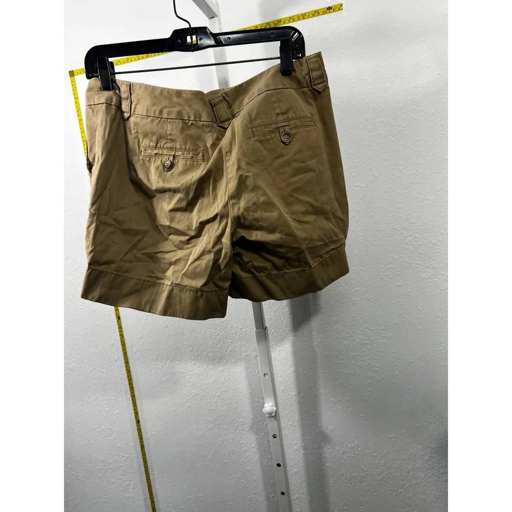 Lands End Canvas Khaki Chino Shorts Womens Tan Cotton‎ Twill Mid Rise 4 Inseam